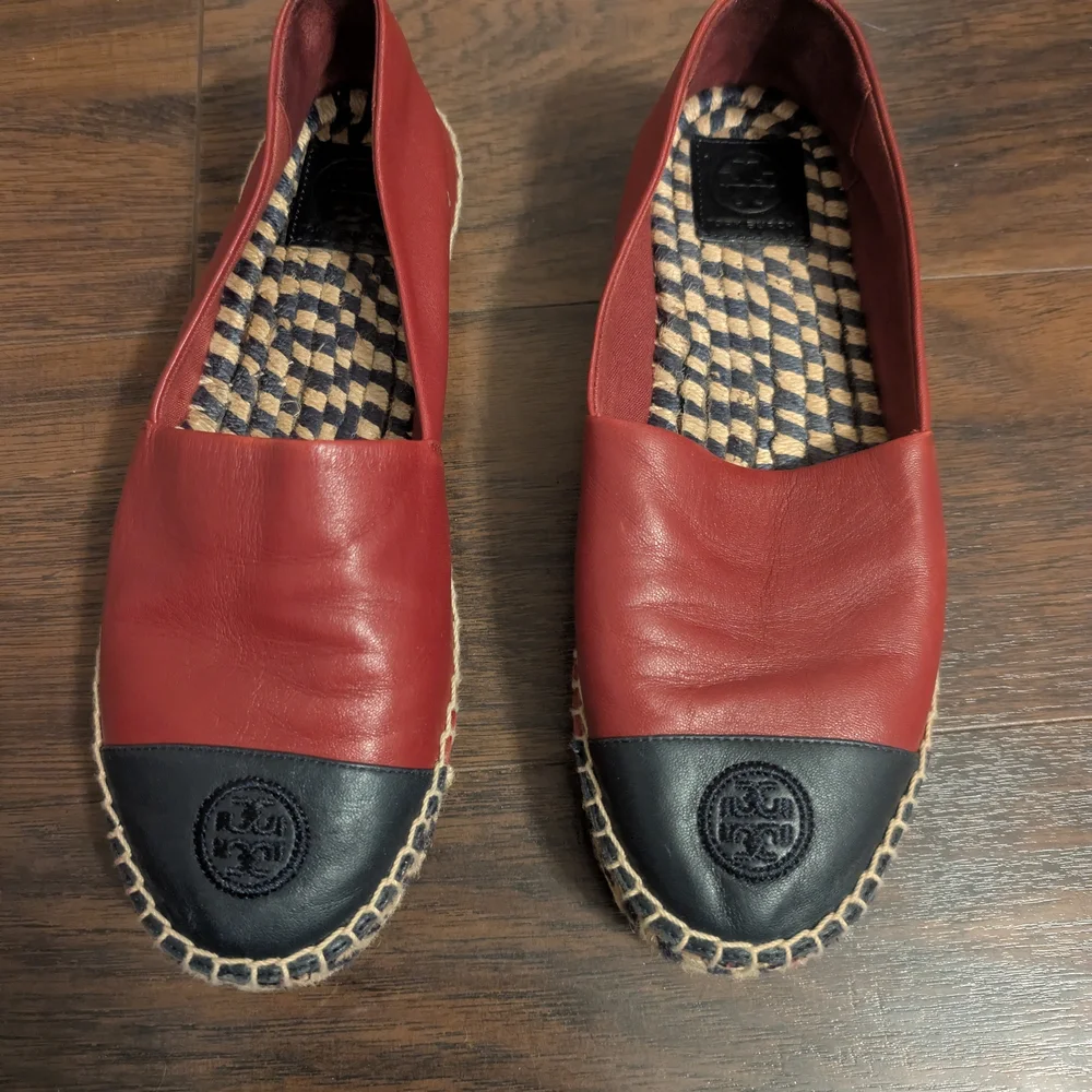 Tory Burch Red and Black Espadrilles